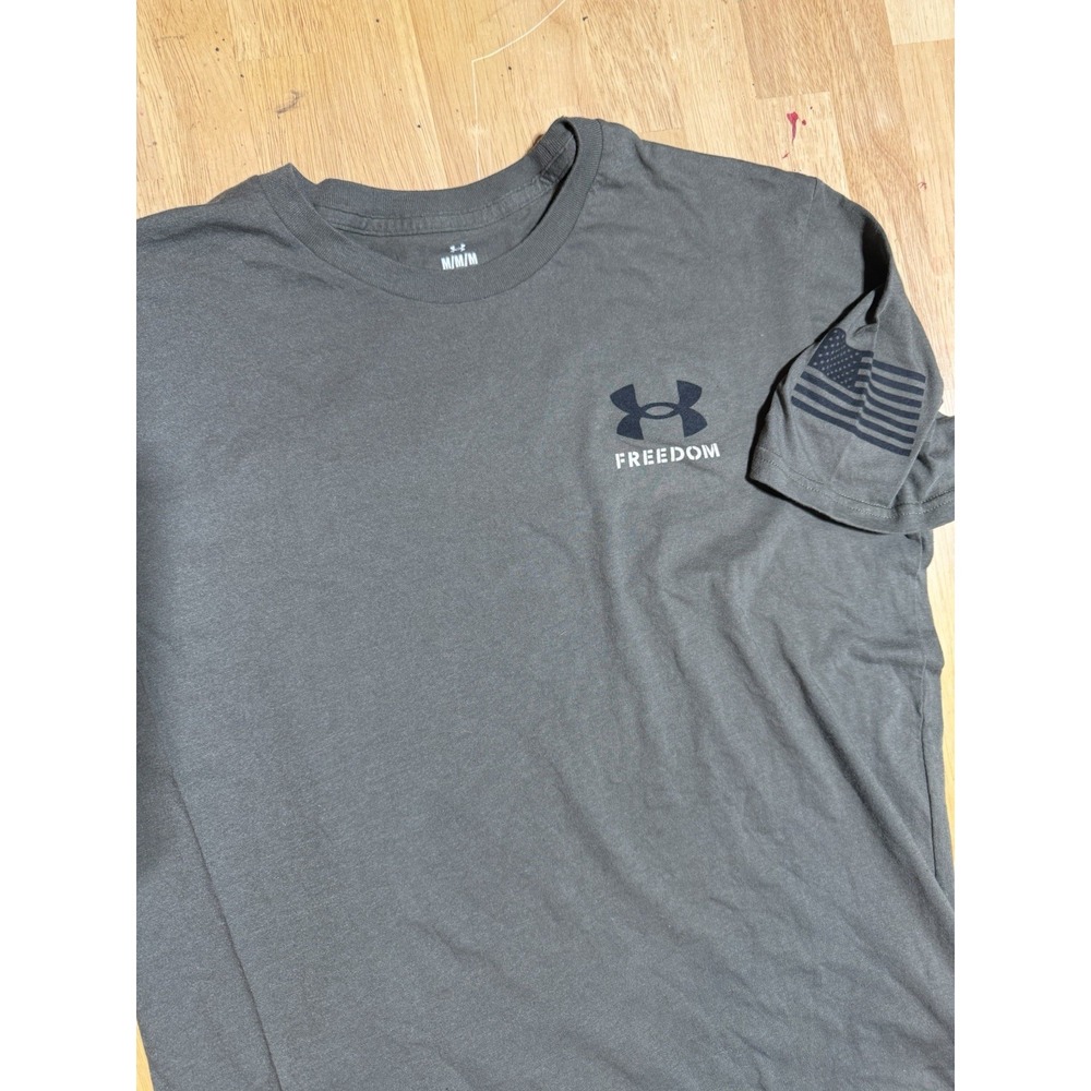 Under Armour Freedom American Flag T Shirt Men's Medium Green Tactical USA